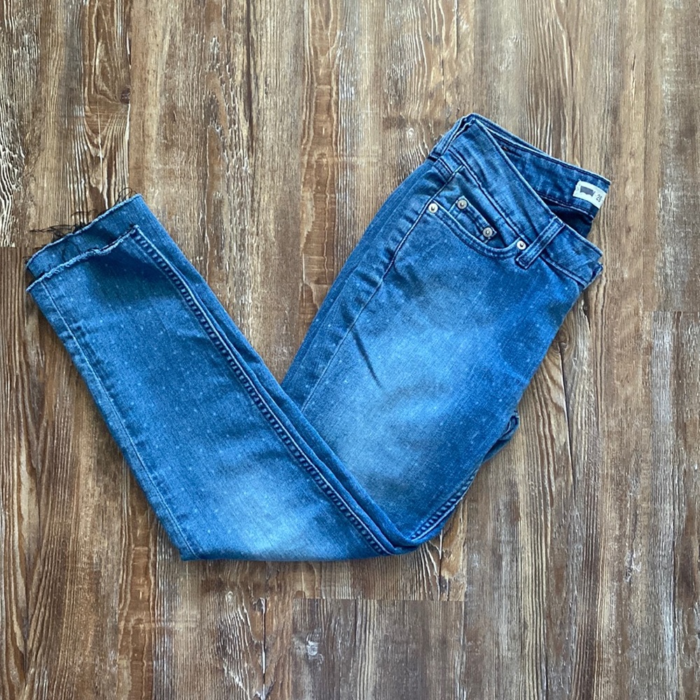Levi Strauss & Co. Blue Micro Polka Dot Raw Hem Slim Jeans